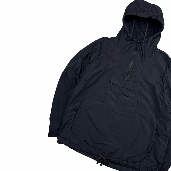 Stone Island 2022 Navy Nylon Quarter Zipped Hooded Smock - Medium
