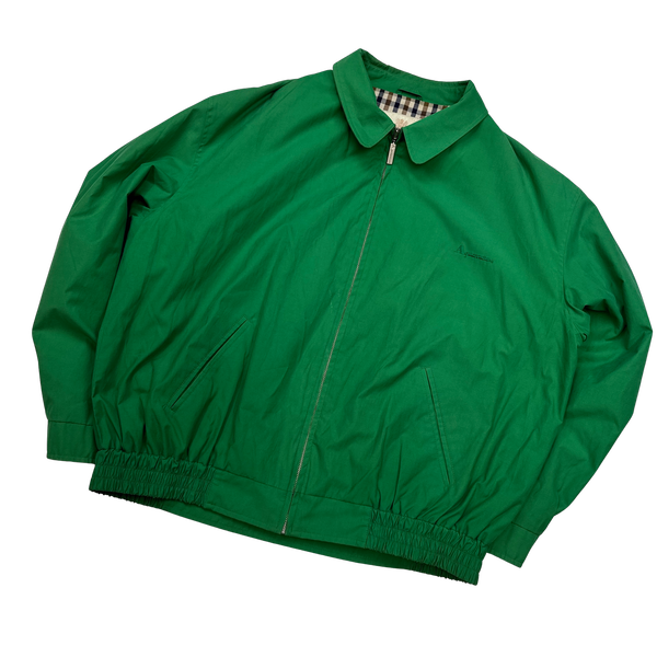 Aquascutum Green Checked Cotton Lined Harrington Jacket - Large