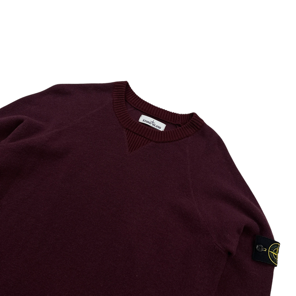 Stone Island 2017 Burgundy Knitted Crewneck - Large