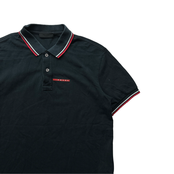 Prada Black Cotton Polo Shirt - Large