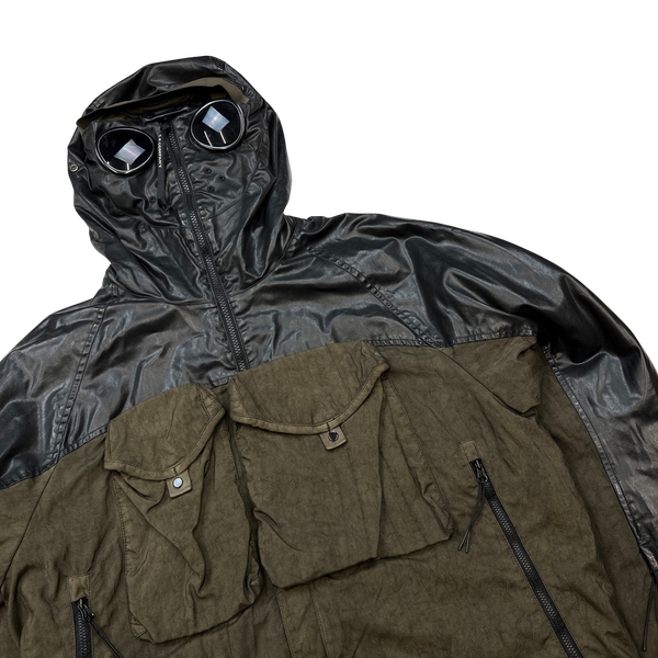 CP Company Brown Quilted Lined Goretex Paneled Goggle Jacket - Medium