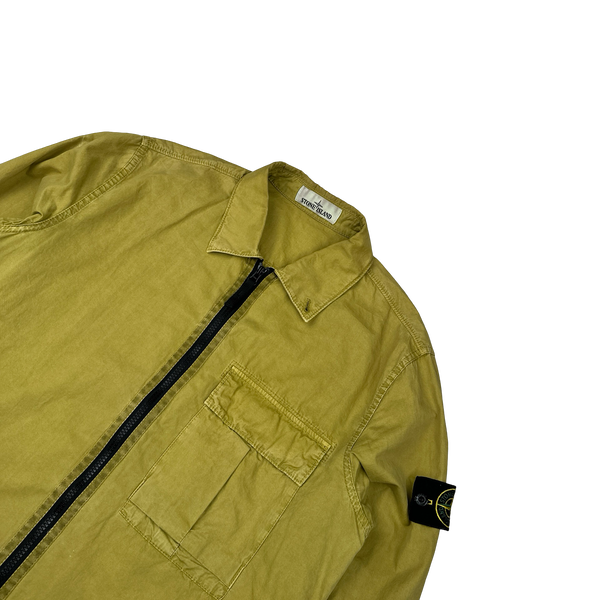 Stone Island 2019 Yellow Brushed Cotton Overshirt - Large