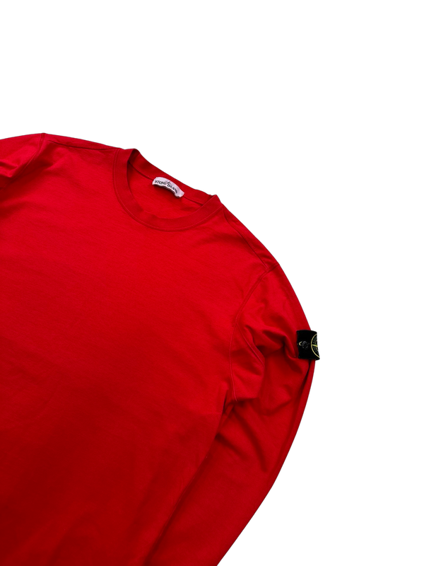 Stone Island Red Crewneck Cotton Jumper - Large