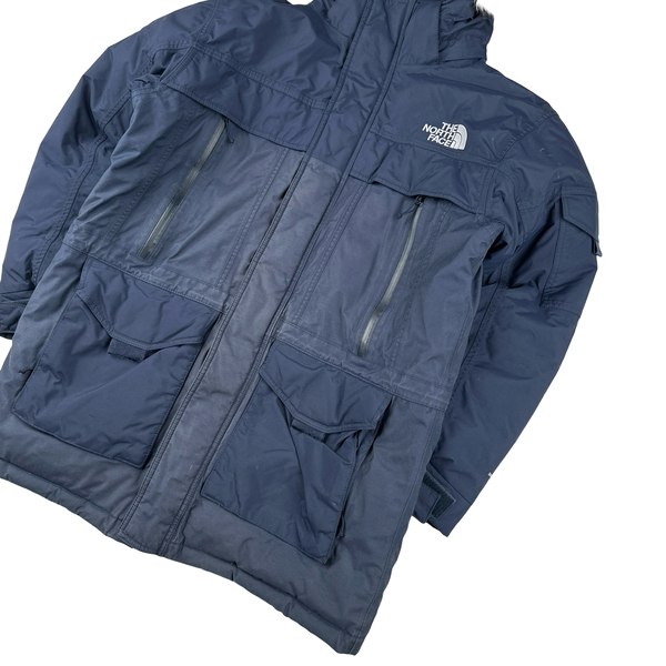 North Face Navy Hyvent McMurdo Down Filled Long Parka Jacket - Large