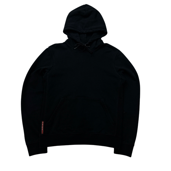 Prada Black Cotton Pullover Hoodie - Small
