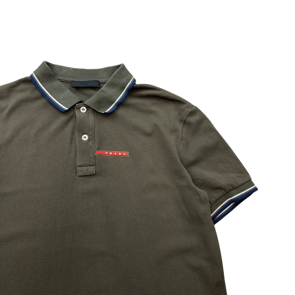Prada Khaki Cotton Polo Shirt - Large