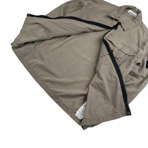 Stone Island 2020 Beige Zipped Chest Pocket Overshirt - Medium