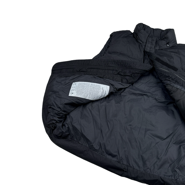 Stone Island 2021 Black Garment Dyed Crinkle Reps Down Filled Gilet - XL