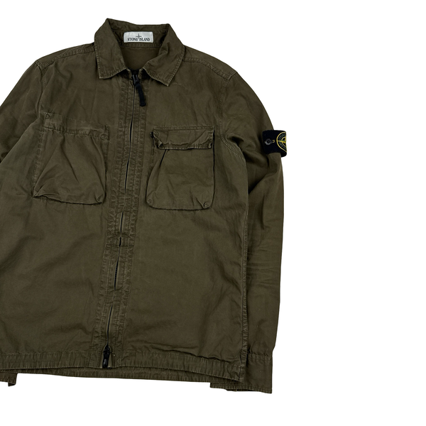 Stone Island 2018 Khaki Cotton Zipped Overshirt - Small