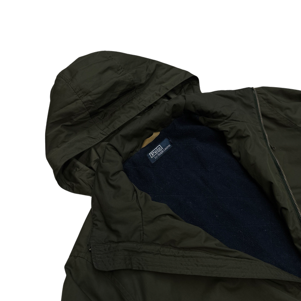Ralph Lauren Dark Green Fleece Lined Windbreaker Jacket - Medium