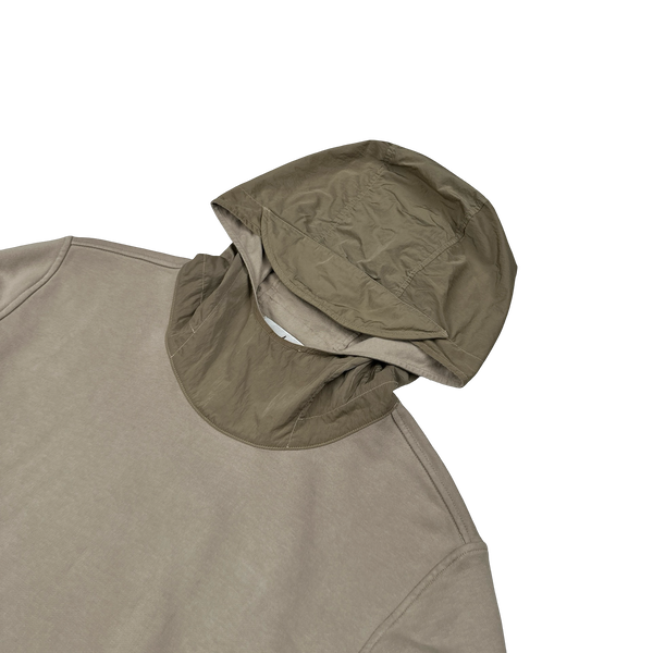 Stone Island 2023 Beige Cotton Nylon Panel Hood Jumper - Small