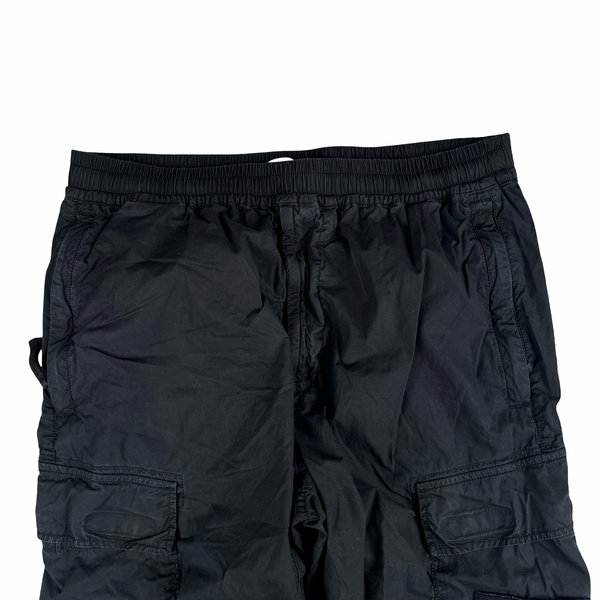 Stone Island 2021 RE-T Black Regular Tapered Cargo Trousers - 32"