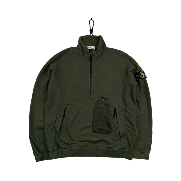 Stone Island 2020 Half Zipped Dark Green Pullover Jumper - XL