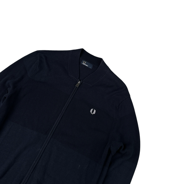 Fred Perry Navy Zipped Knit Bomber - Large