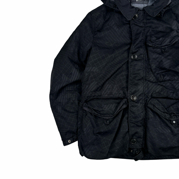 CP Company Black M Bossed Quilted Goggle Jacket - Medium