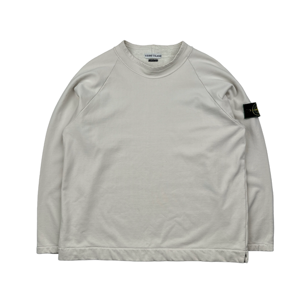 Stone Island Vintage 1998 White Poly Cotton Pullover Jumper - Large