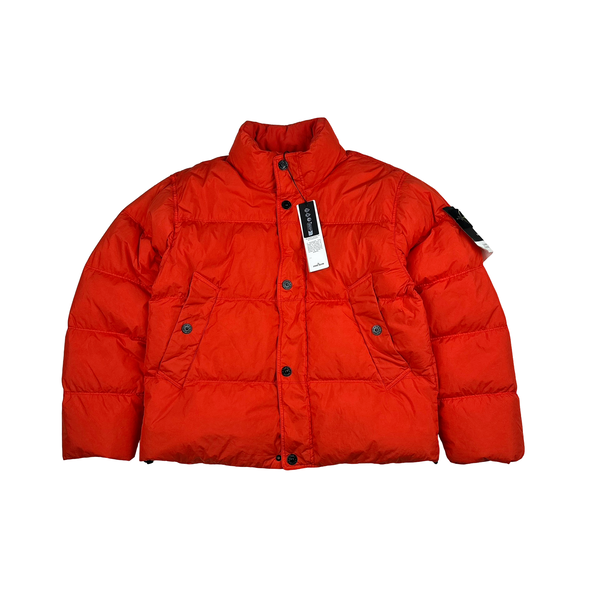 Stone Island 2025 Red Garment Dyed Crinkle Reps NY Puffer Jacket - Small