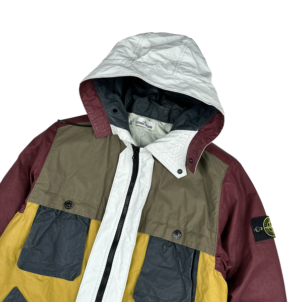 Stone Island 2019 Tela Placcata Resin Coated Bicolore Hooded Jacket - Medium