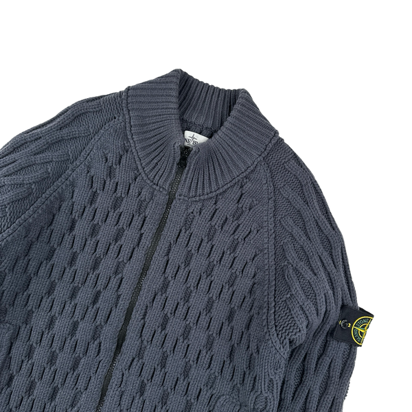 Stone Island 2013 Navy Thick Heavyweight Knit Zipped Jumper - Large