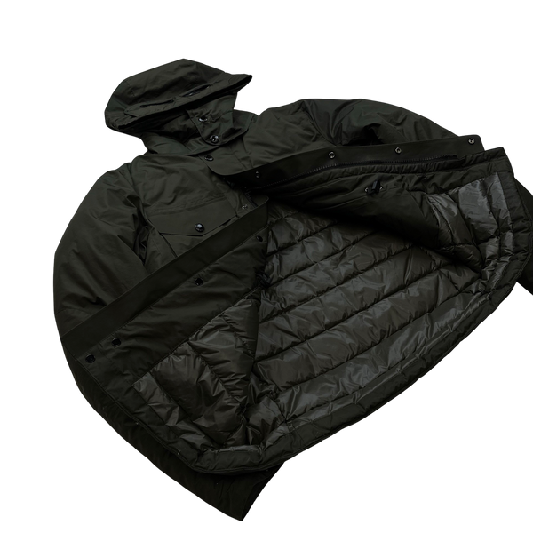 CP Company Khaki Micro M Down Filled Goggle Jacket - Medium