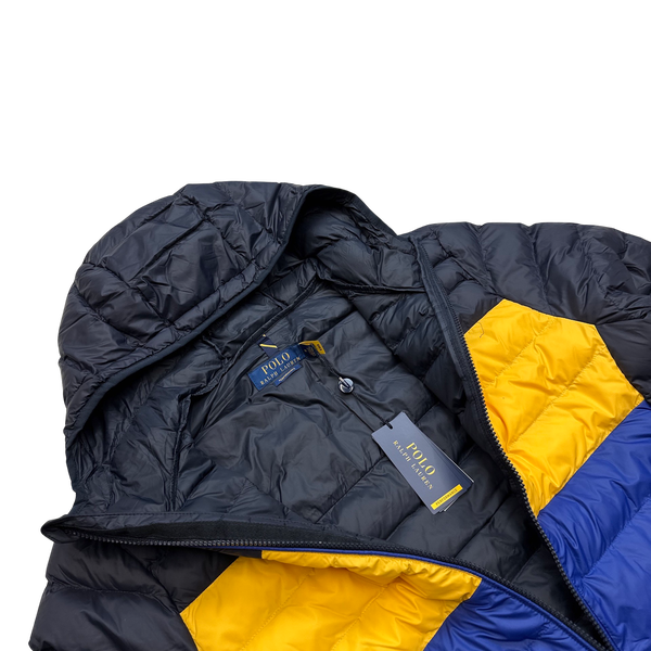 Ralph Lauren Navy & Yellow Padded Puffer Jacket - Medium