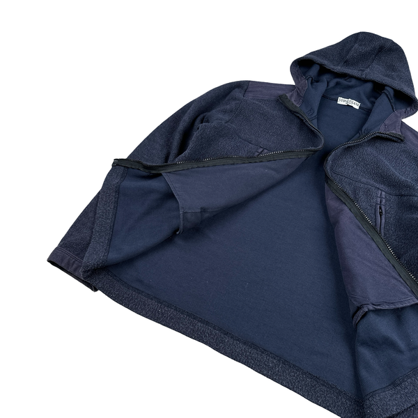 Stone Island 2003 Navy Chest Pockets Zipped Knitted Jumper - XL