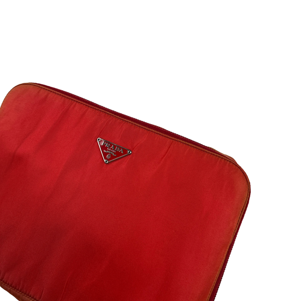 Prada Red Dye Nylon Multi 80’s Pocket Wash Bag