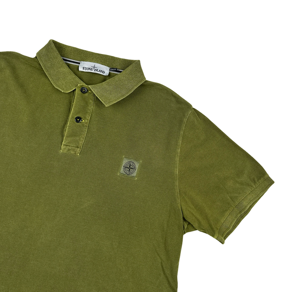 Stone Island Garment Dyed Green Polo Shirt - 3XL