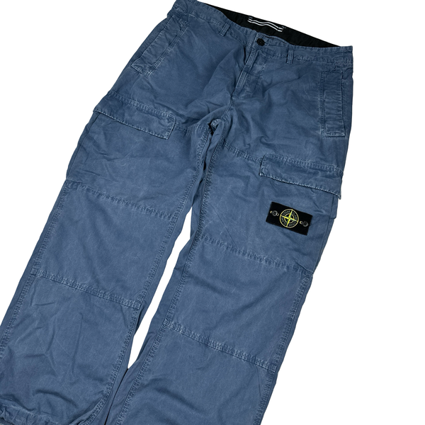 Stone Island 2024 Blue Baggy Fit Cargo Trousers - 36"