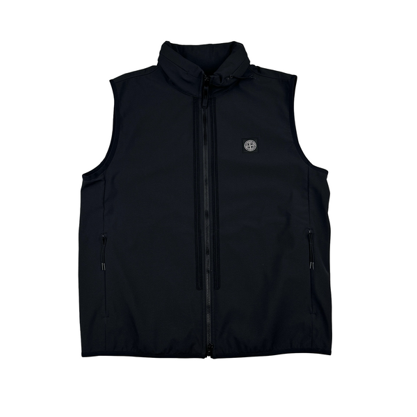 Stone Island 2022 Black Soft Shell-R Gilet - Large