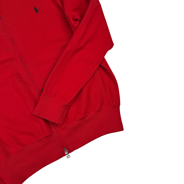 Ralph Lauren Red Cotton Blend Knit Zipped Jumper - Large