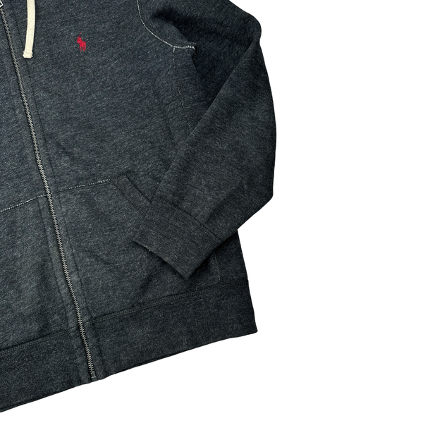 Ralph Lauren Charcoal Thick Cotton Zipped Hoodie - Medium