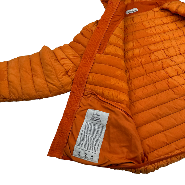 Stone Island 2019 Orange Loom Woven Down Puffer Jacket - Large