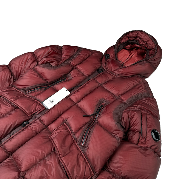 CP Company Burgundy DD Shell Long Parka Down Puffer - Medium