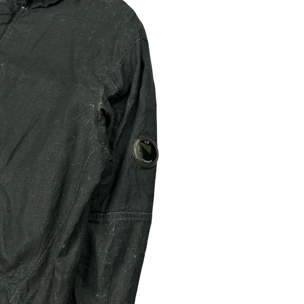 CP Company Khaki Plated Linen Lens Viewer Jacket - Large