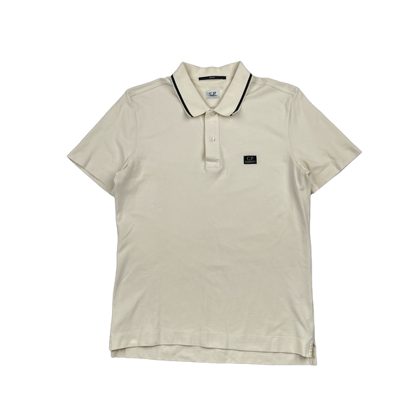 CP Company Cream Cotton Short Sleeve Polo - Medium