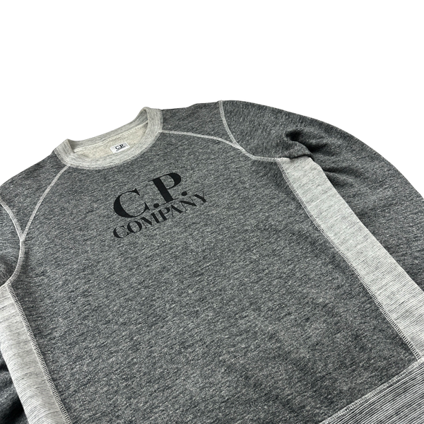 CP Company Grey Marl Pullover Spellout Crewneck - Large