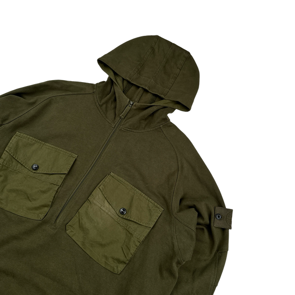 Stone Island Khaki Ghost Chest Pocket Pullover Hoodie - XXL