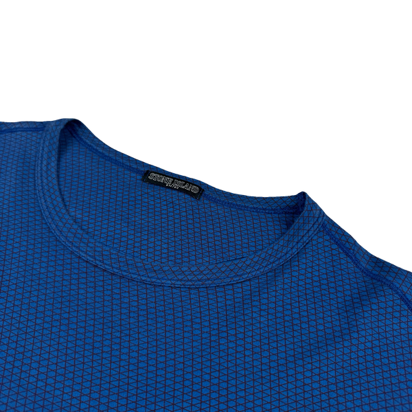 Stone Island 2018 Shadow Project Blue Grid Long sleeve T Shirt - Medium