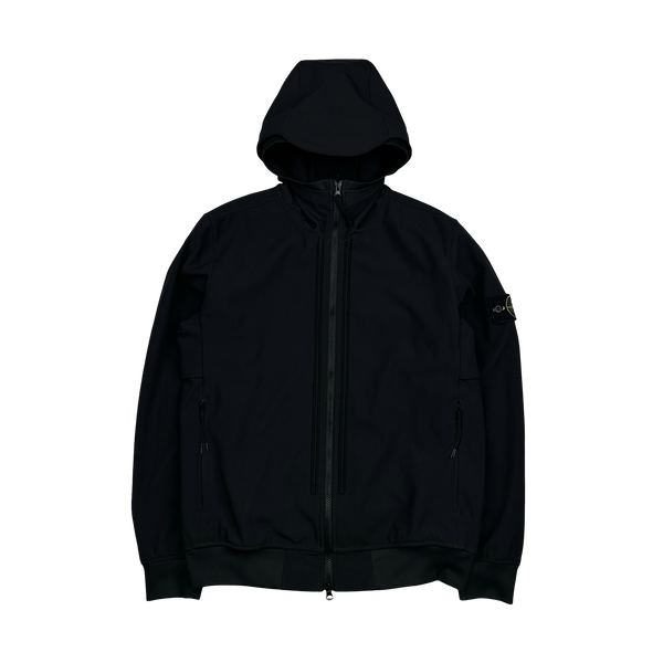 Stone Island 2022 Black Soft Shell R E Dye Tech Jacket - Medium