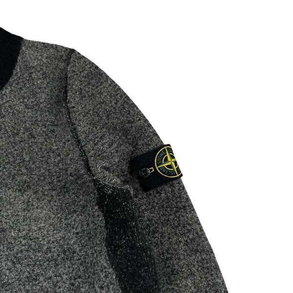 Stone Island 2017 Grey Block Pattern Wool Crewneck Jumper - Small