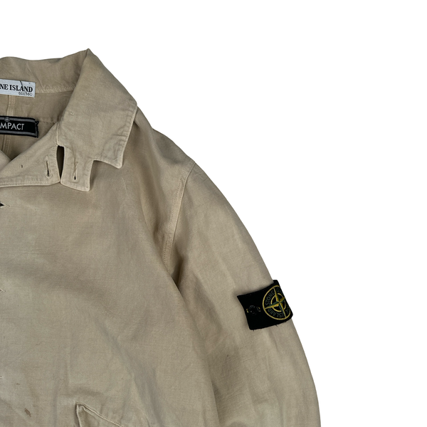 Stone Island 2002 Vintage Tan Cotton Compact Button Jacket - XL