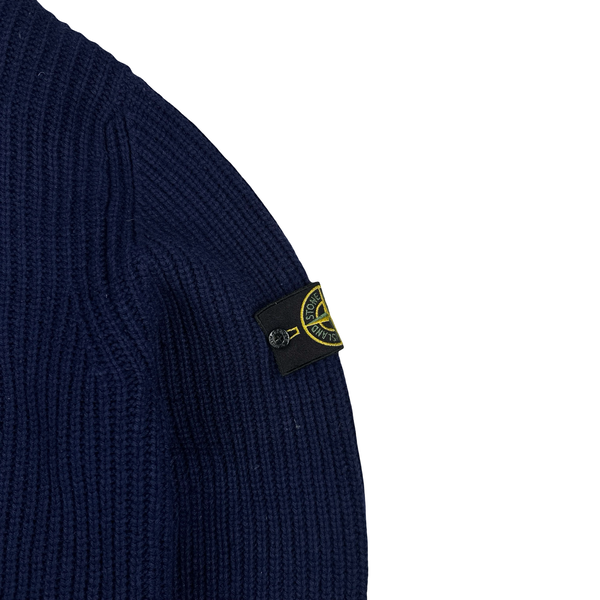 Stone Island 2014 Navy Wool Dutch Rope Lined President Knit Knit - XL