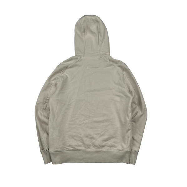 CP Company Beige Cotton Lens Viewer Pullover Hoodie - Large