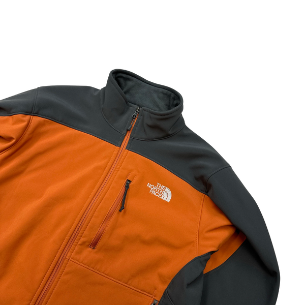 North Face Orange/Grey Soft Shell Fleece Lined Zipped Jumper - Small