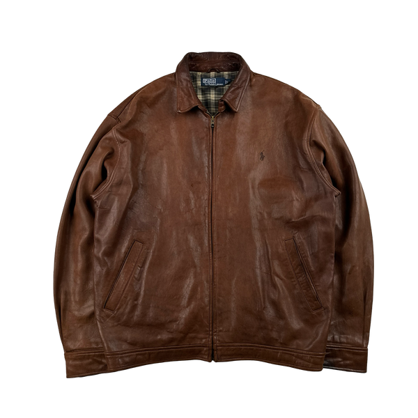Ralph Lauren Brown Heavyweight Leather Jacket - Large