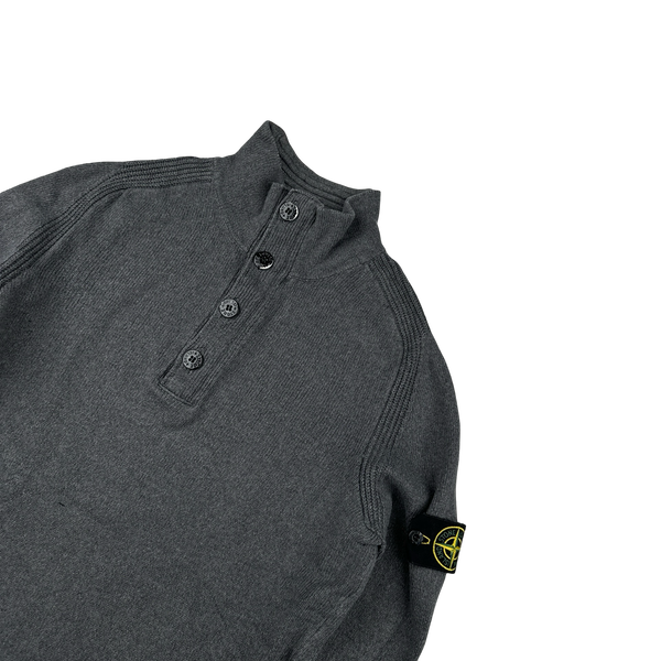 Stone Island 2012 Grey Wool Quarter Buttoned Jumper - Medium
