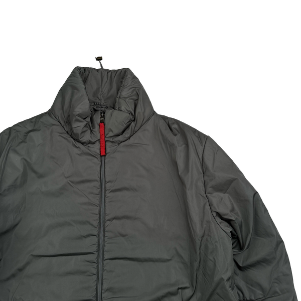 Prada Silver Nylon Padded Long Jacket - Large