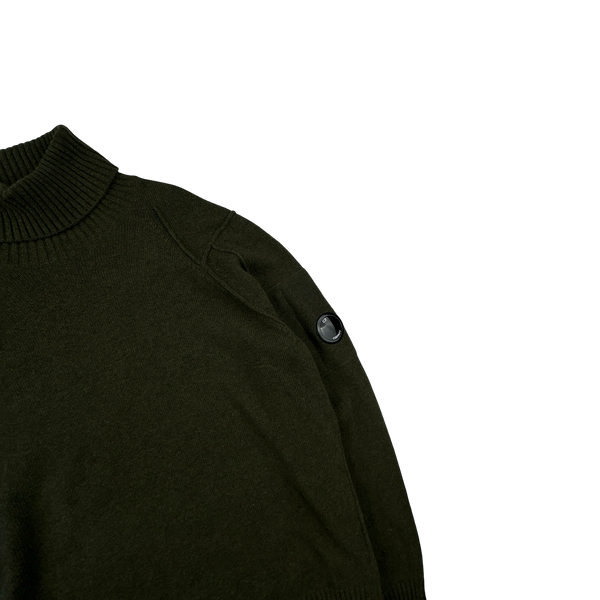 CP Company Forest Green Thick Wool Roll Neck Knit - Medium