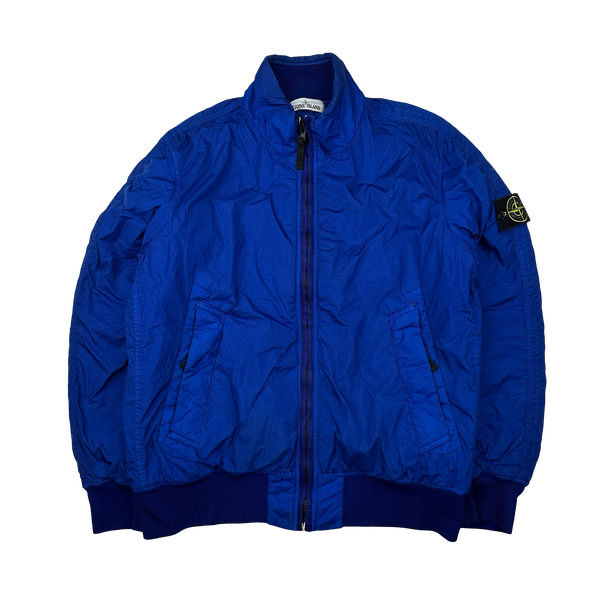 Stone Island 2015 Blue Crinkle Reps Padded Bomber Jacket - Large